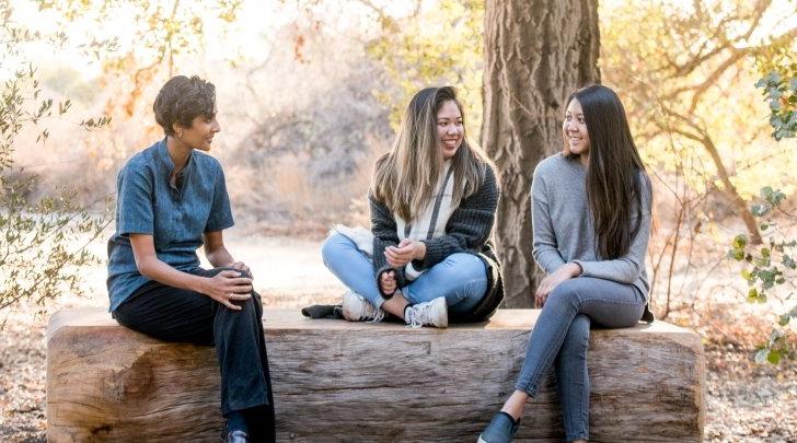 Students outside with professor at the conservancy